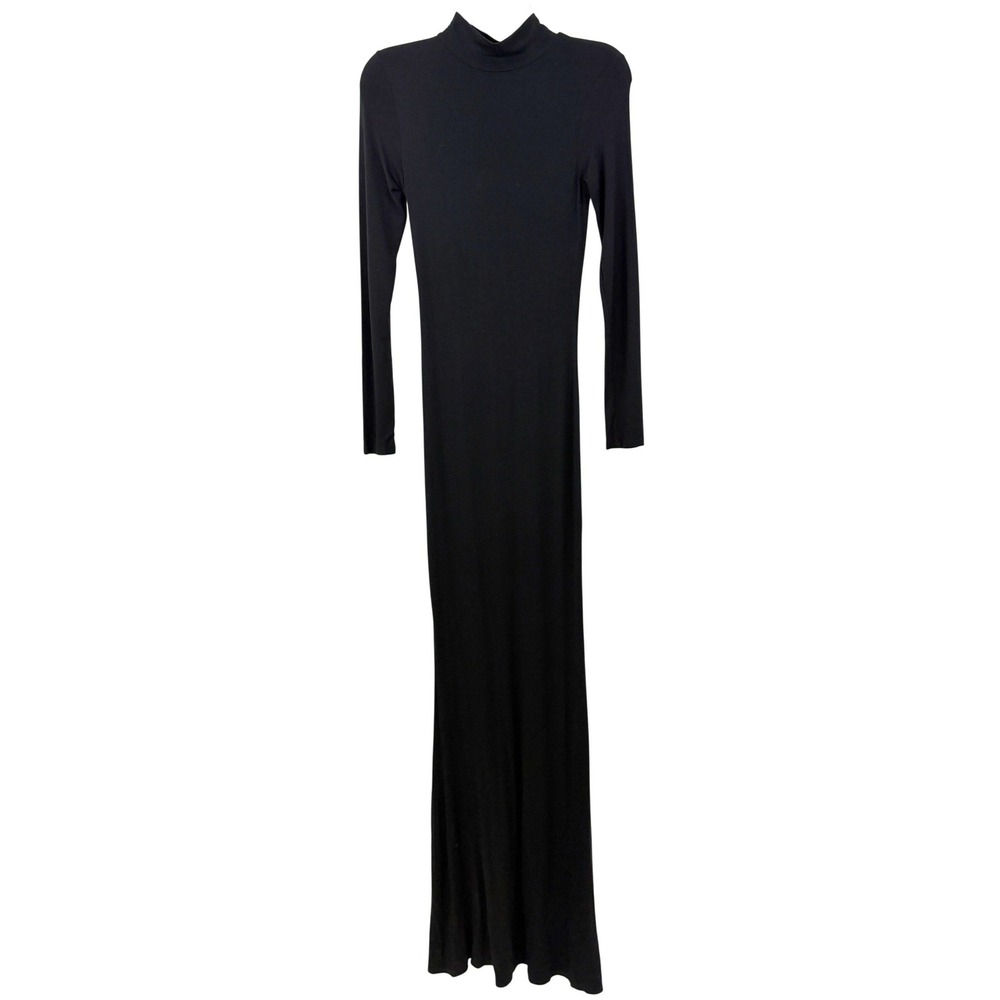 NWT Club L London Black Mock Neck Long Sleeve Maxi Dress Size 8 Formal Neutral
